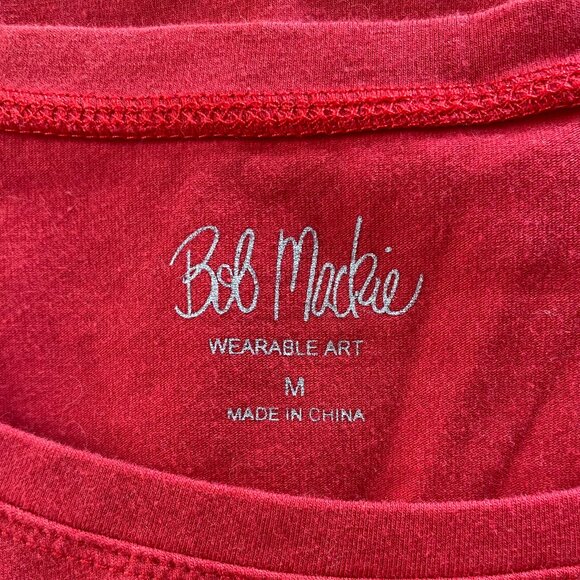 BOB MACKIE Red Tailored Fit Classic Cap Sleeve T-Shirt *MEDIUM* - Picture 5 of 5
